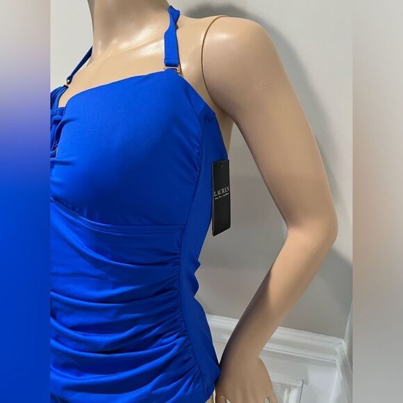 NWT Lauren Ralph Lauren Beach Club Solids Laced Bandeau One-Piece - Picture 8 of 9